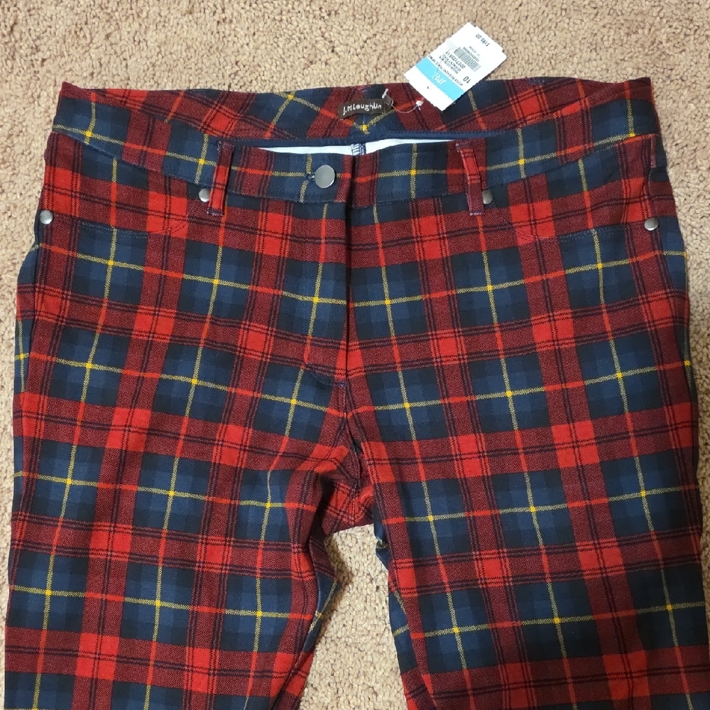 J. McLaughlin Red and Navy Plaid Pants